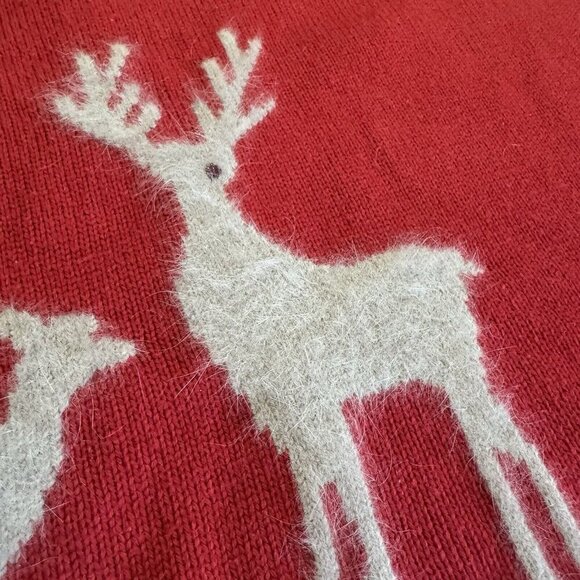 J.Jill Womens XL Red Yak Angora Reindeer Stitch Sleeve Sweater Christmas Winter - Picture 13 of 16